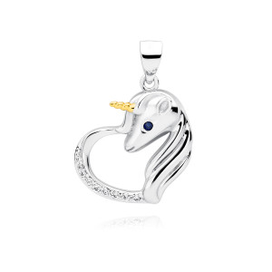 Pandantiv argint unicorn si inima cu pietre DiAmanti Z1728CGR_WBL-DIA (Argint 925‰ 2,9 g.)